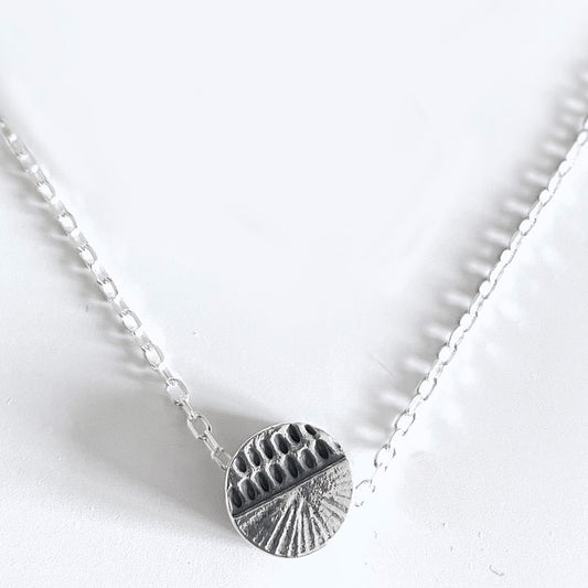 Geo I handmade silver fidget necklace, recycled sterling silver, crafted in Ireland, shipped across Europe